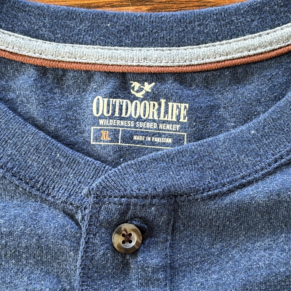 Brand New Outdoor Life® Men's Sueded Henley Shirt XL Deep Sea Heather - Picture 4 of 7